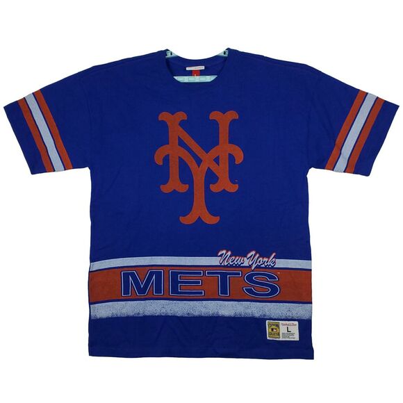 Mitchell & Ness Other - New York Mets Mitchell & Ness MLB Large Shirt Distressed Logo Blue Orange NWT